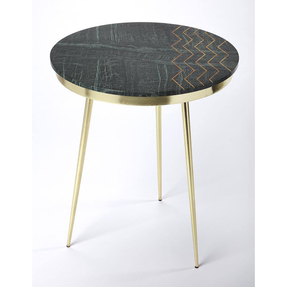 Alt View 1. Butler Specialty - Hollings Green Marble & Brass Side Table - Green.