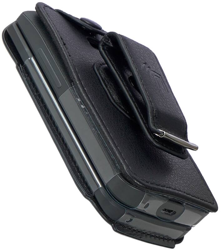 Alt View 4. Nakedcellphone - Case for TCL Flip 3 Phone - Vegan Leather with Belt Clip - Black.