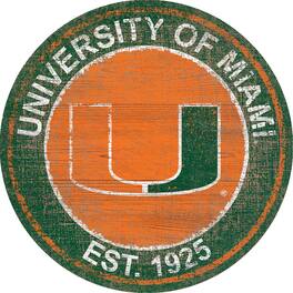 Fan Creations - Miami Hurricanes 24'' Round Heritage Logo Sign - Multicolor