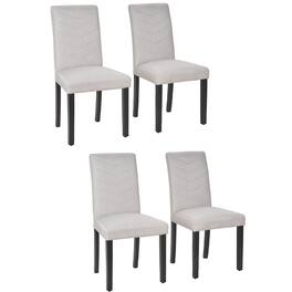 Vecelo - Modern Parsons Chairs Set of 4 - High Back Ergonomic, Linen Upholstery, 260lb Capacity, Quick Assembly - Beige