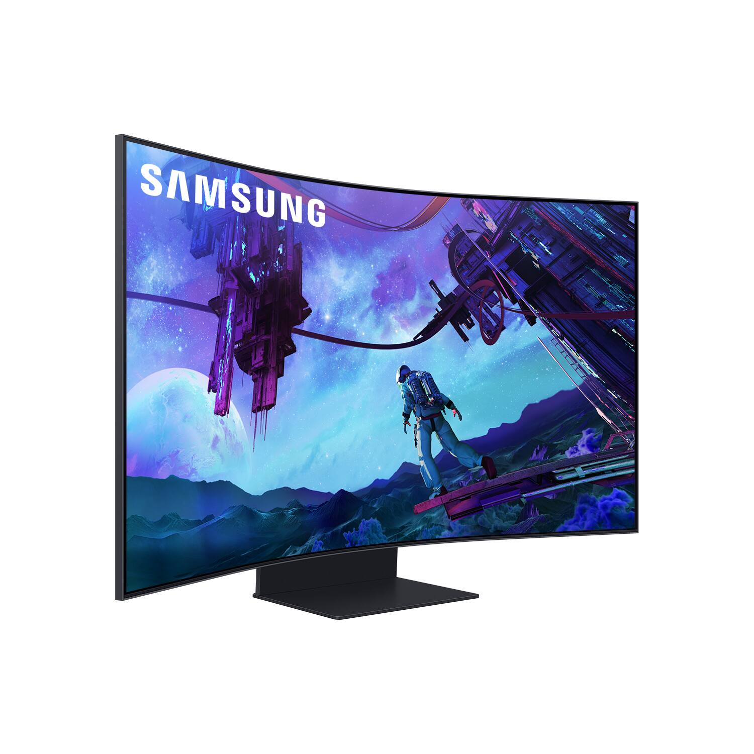 Alt View 5. Samsung - 55" Odyssey Ark 2nd Gen. Curved 4K UHD Quantum Mini-LED FreeSync Prem Pro 1ms GTG Gaming Screen - Black.