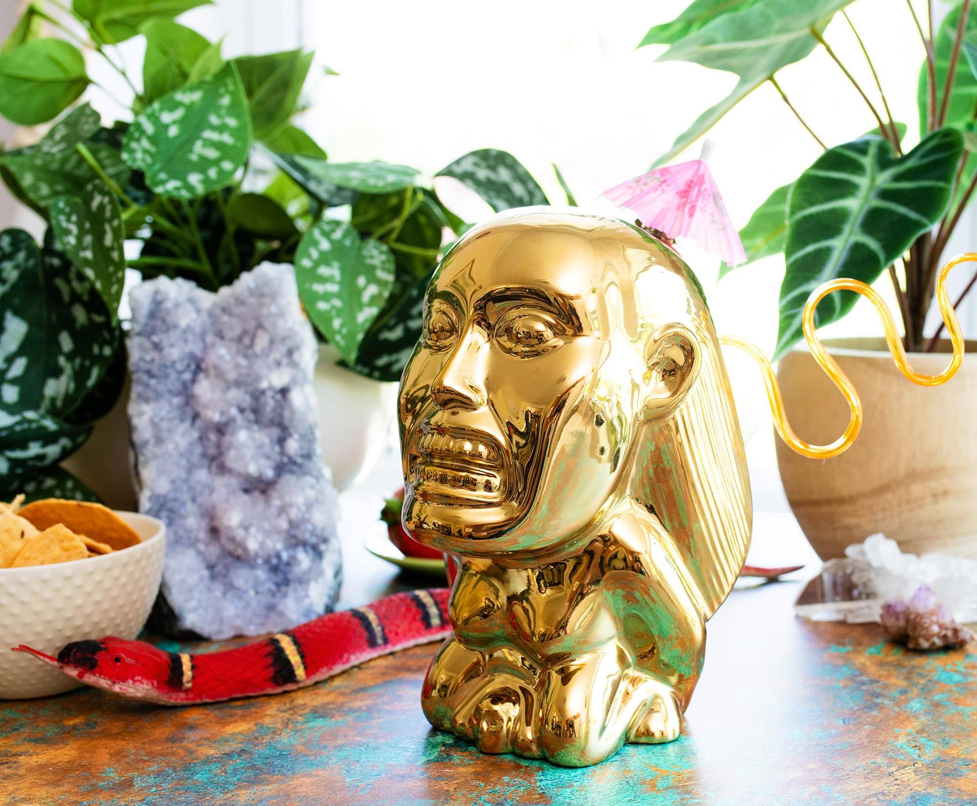 Alt View 3. ThinkGeek - Geeki Tikis Indiana Jones Golden Idol Ceramic Mug | Holds 24 Ounces - Gold.