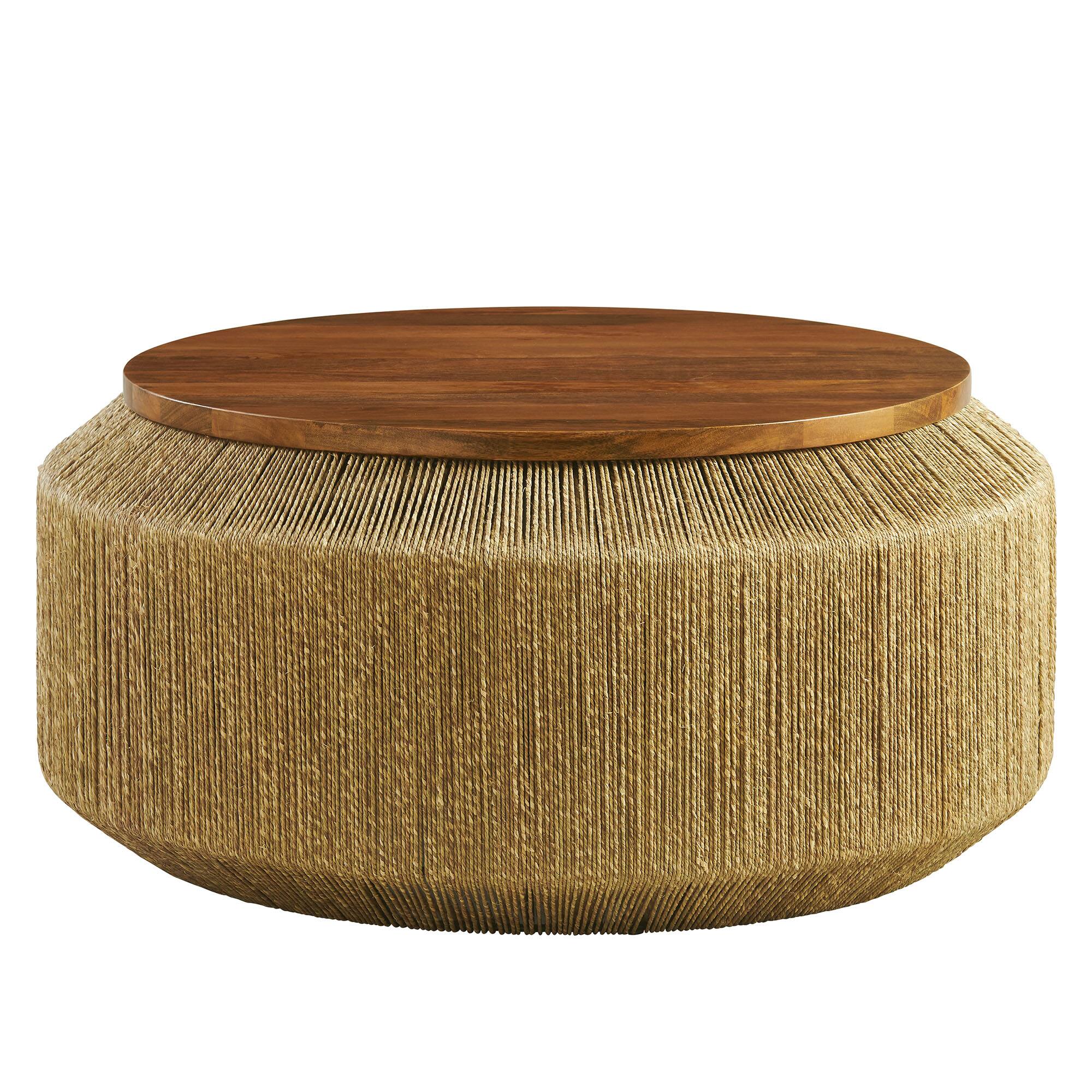 Angle. Modway - Maris Seagrass and Wood Coffee Table by Modway - Walnut Natural.