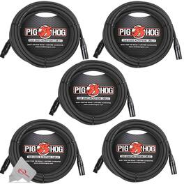 Pig Hog - 8mm XLR Microphone Cable Male to Female 20 Ft Premium Mic Cable x5 - Black