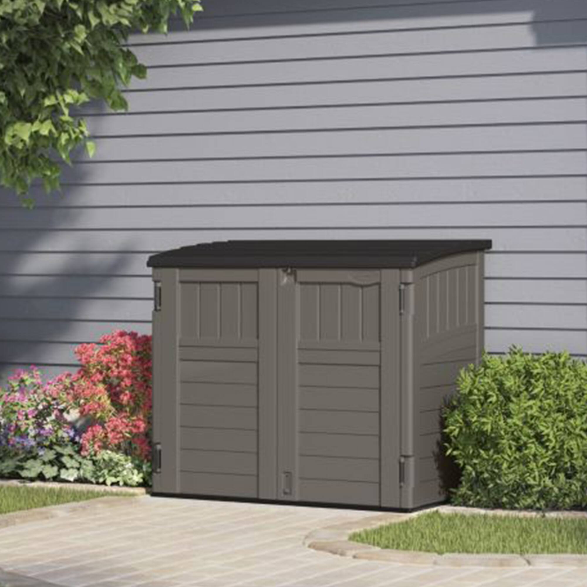 Alt View 3. Suncast - Suncast Horizontal 4 Foot x 2.5 Foot Outdoor/Garden Storage Shed, Stoney Grey - Stoney Grey.