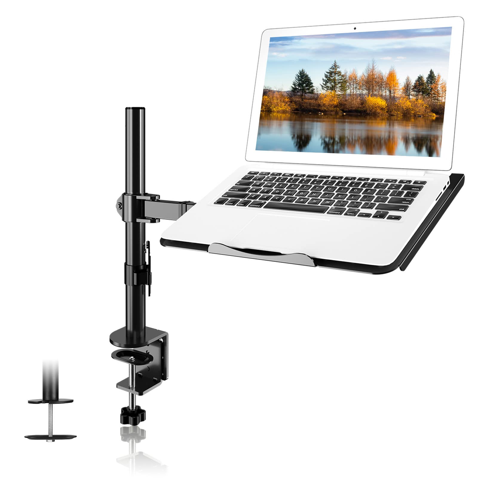 Front. Hanke - Single Laptop Notebook Desk Mount With Tray For 13- Computer Screen Fully Adjustable Arm Up To 17'' Weight 15. - laptop.