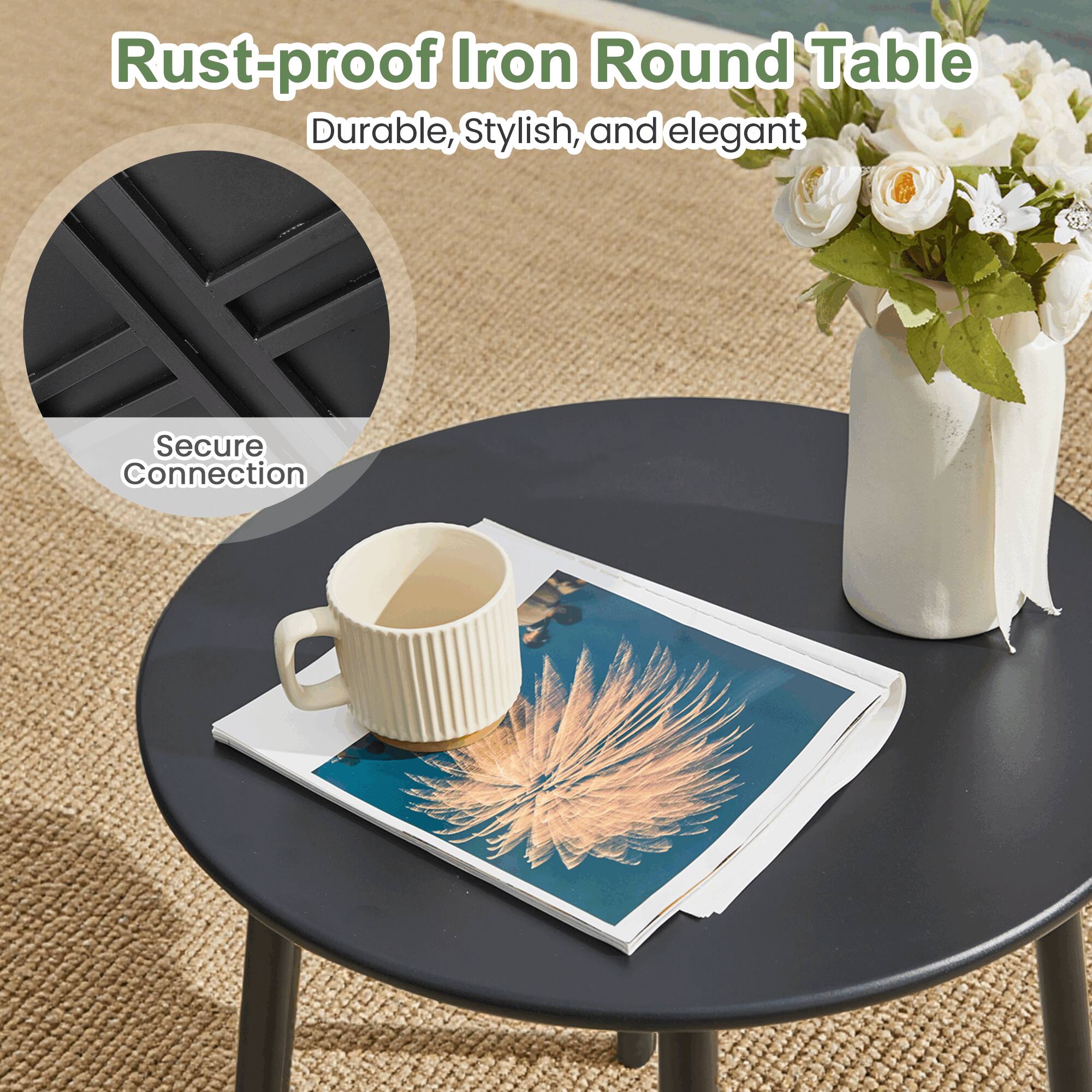 Rust-proof Iron Round Table  
Durable, Stylish, and elegant  

Secure Connection