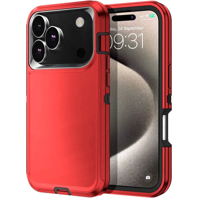 Entronix - Case Compatible with iPhone 17 Pro - Triple-Layer Heavy Duty Protection - Red