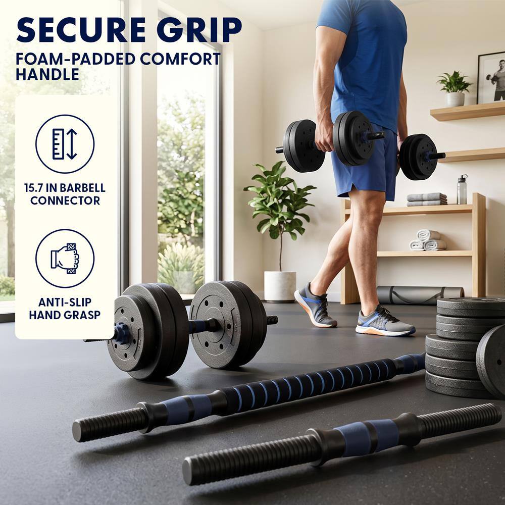SECURE GRIP  
FOAM-PADDDED COMFORT HANDLE  
15.7 IN BARBELL CONNECTOR  
ANTI-SLIP HAND GRASP