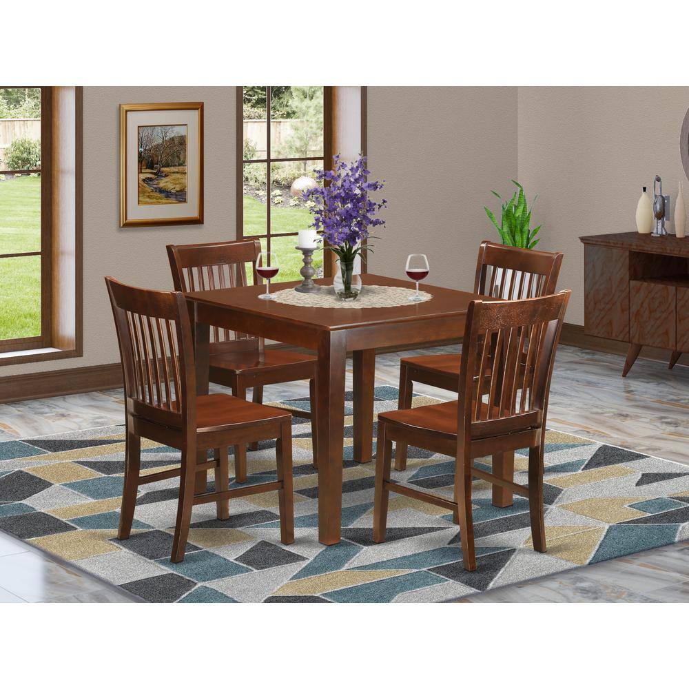 Back. East West Furniture - 5 PC Kitchen Table set with a Table and 4 Dining Chairs in Mahogany - Mahogany.