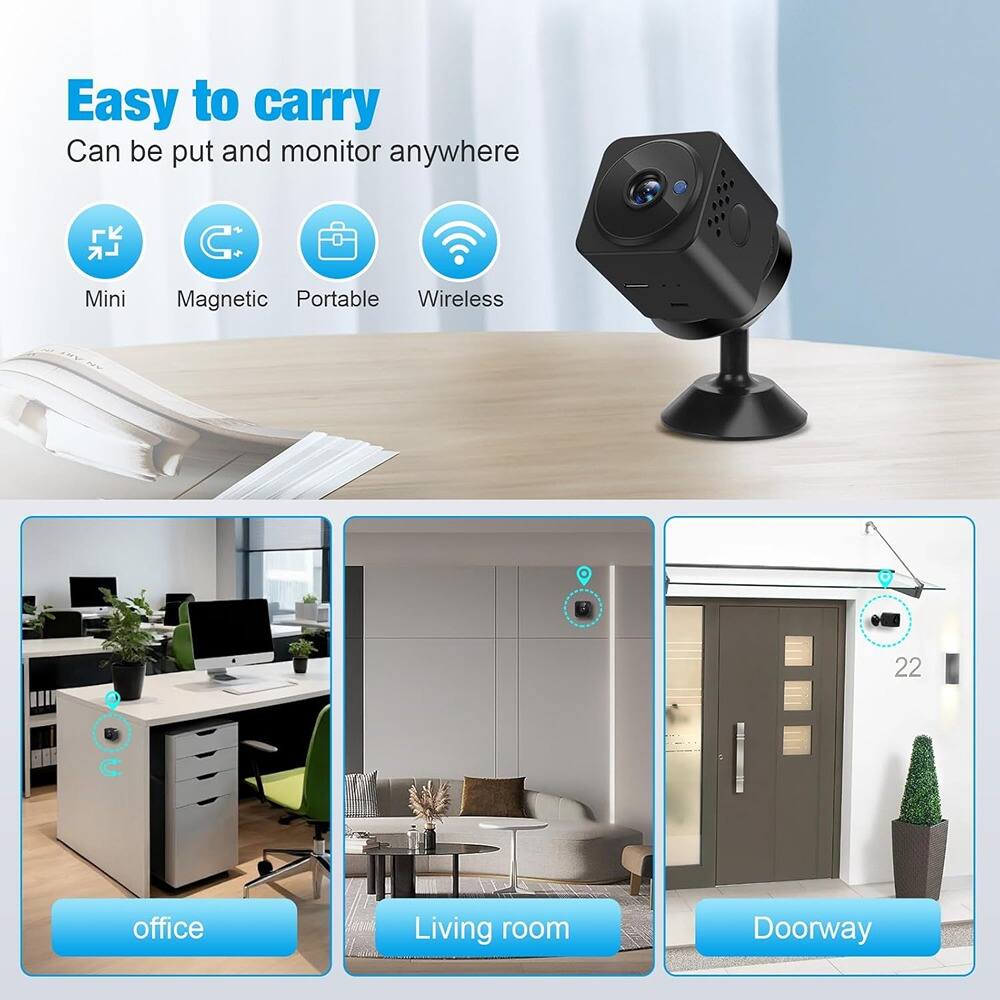 RTMB Spy Camera,4K HD Mini Nanny Cam for Home/Office with Night Vision  Black