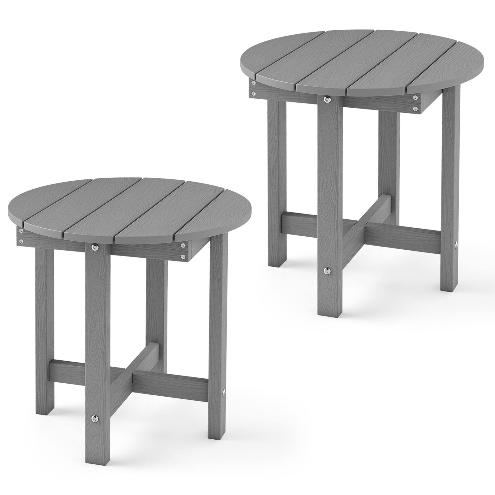Alt View 9. Costway - Costway 2PCS Outdoor Side Table with Weather-Resistant, Waterproof Top for Patio Deck Pool - Gray.