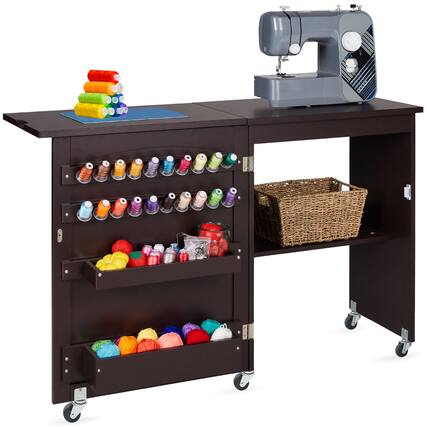 Front. Best Choice Products - Best Choice Products Sewing Machine Table & Desk w/ Craft Storage and Trays - Espresso - Espresso.