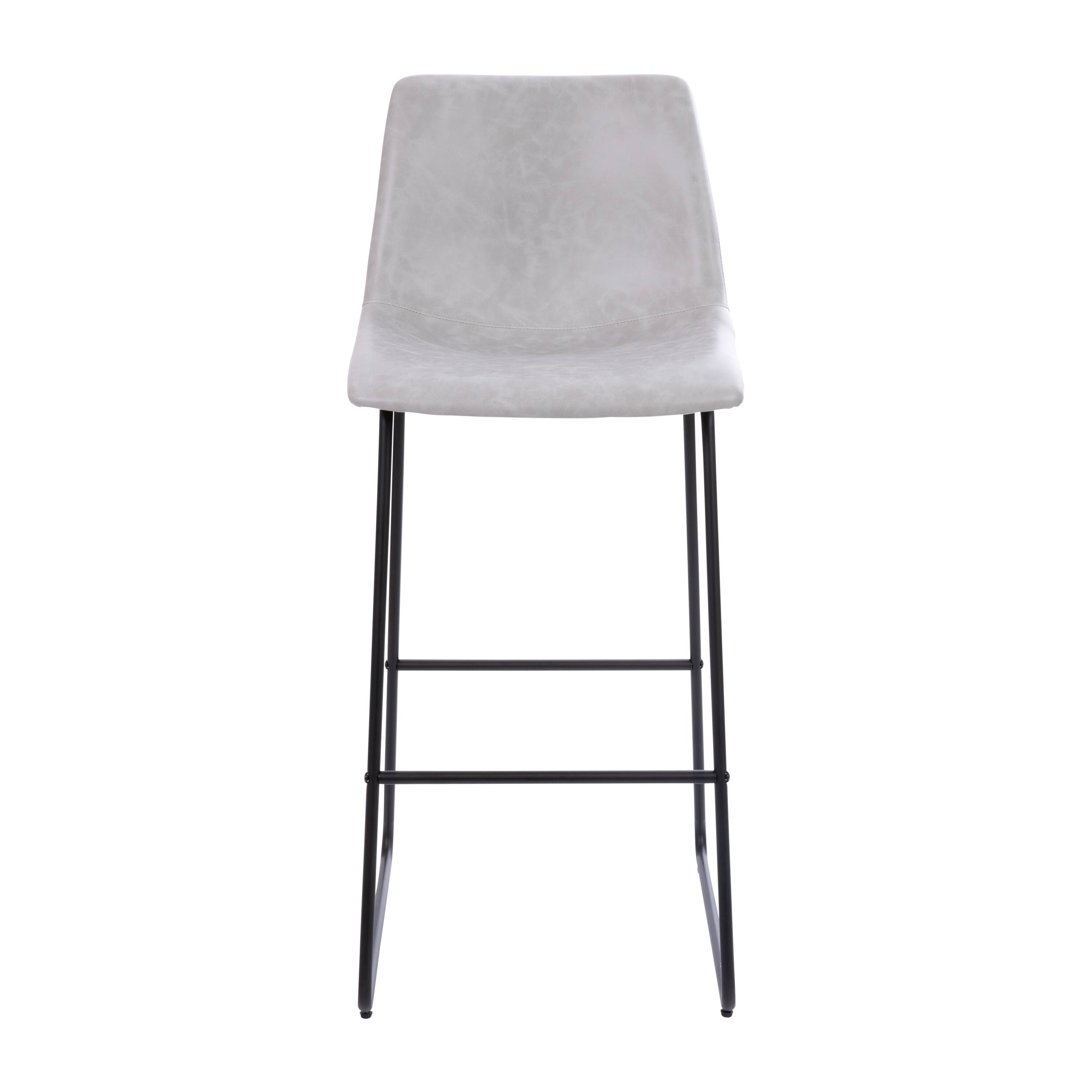 Alt View 11. Alamont Home - 30 Inch Commercial Grade LeatherSoft Bar Height Barstools, Set of 2 - Light Gray.