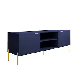Boyel Living - 59 in. TV Stand Fits TVs Up to 65 in. LED Entertainment Center with Cabinet - Blue