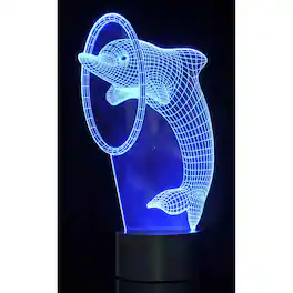 JuzToys - 3D Night Light for Kids, 3D Dolphin Laser Cut Precision LED Lights, LED Lamp for Bedrooms and Offices - Black