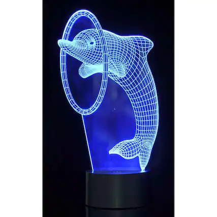 Front. JuzToys - 3D Night Light for Kids, 3D Dolphin Laser Cut Precision LED Lights, LED Lamp for Bedrooms and Offices - Black.