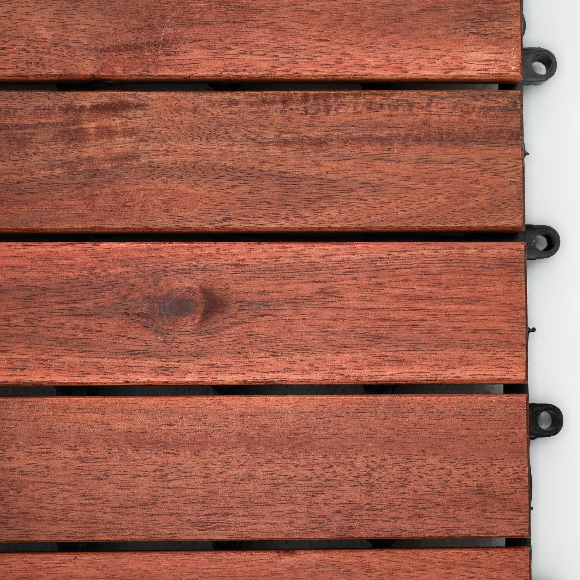 Alt View 6. Bliss Hammocks - Bliss Outdoors Hardwood 6-Slat Interlocking Wood Deck Tiles, Red, Set of 10 - Red.