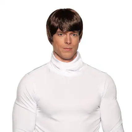 Front. Underwraps - 60's Mop Top Adult Costume Wig | Brown - Brown.