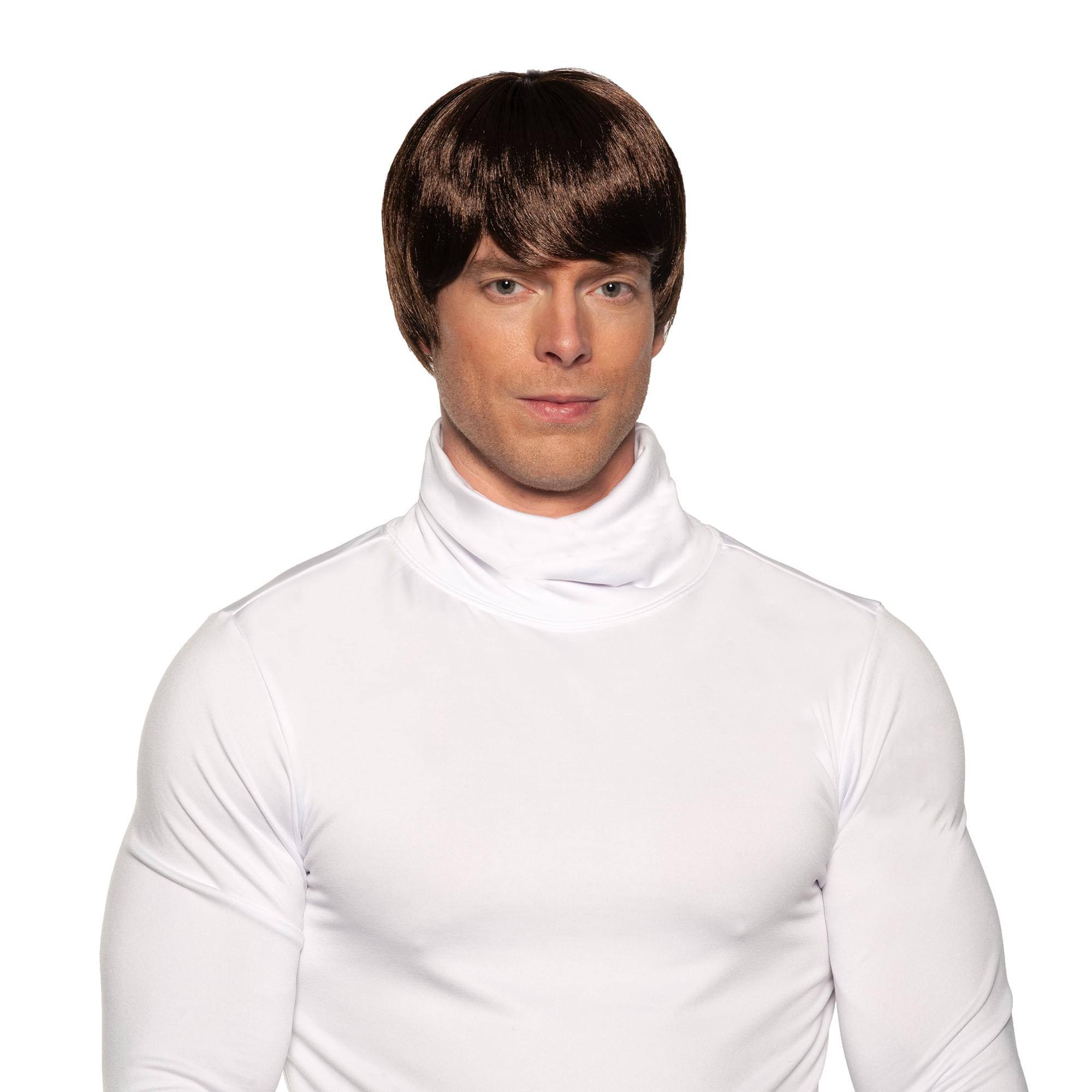 Front. Underwraps - 60's Mop Top Adult Costume Wig | Brown - Brown.