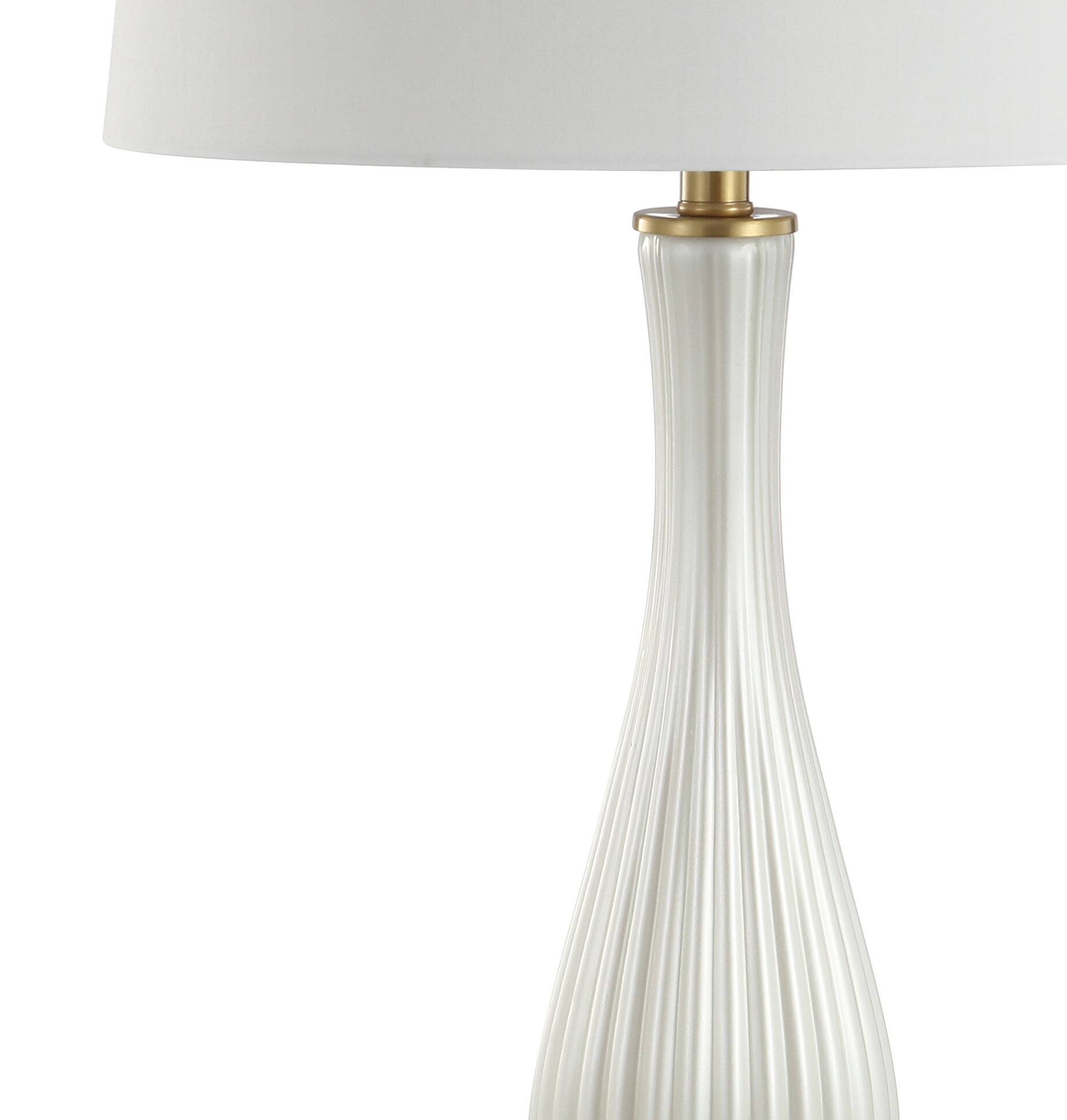 Alt View 4. Jonathan Y - Gillian 33.7" Glass LED Table Lamp, White - White.