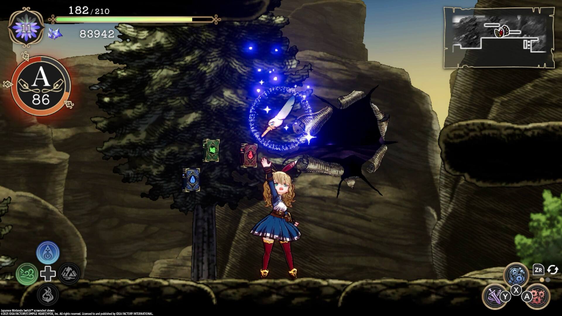 182/210  
83942  
A 86  

Japanese Nintendo screenshot  
2025 DEA FACTORY/COMPILE HEART/MYDL inc. All rights reserved. Licensed and published by OLA FACTORY INTERNATIONAL