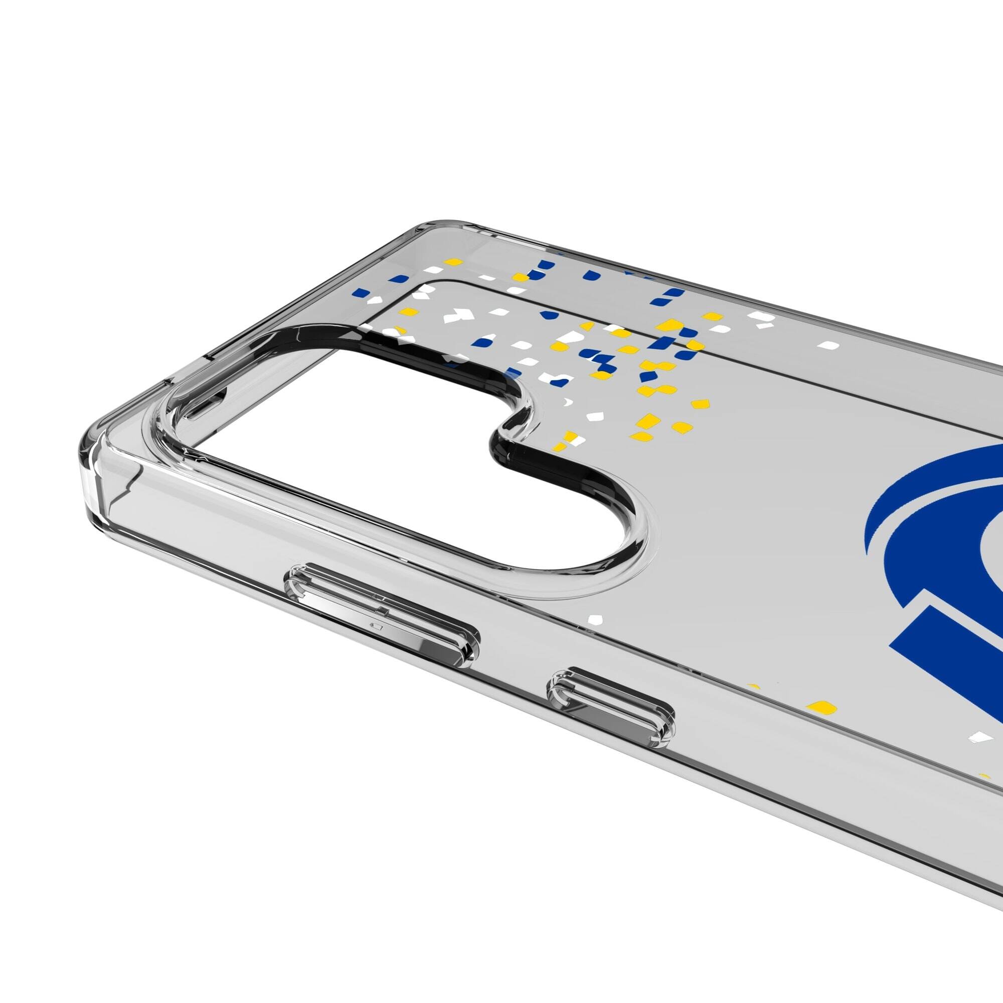 Alt View 2. Keyscaper - Los Angeles Rams Galaxy Clear Case with Confetti Design - S22 - Multicolor.