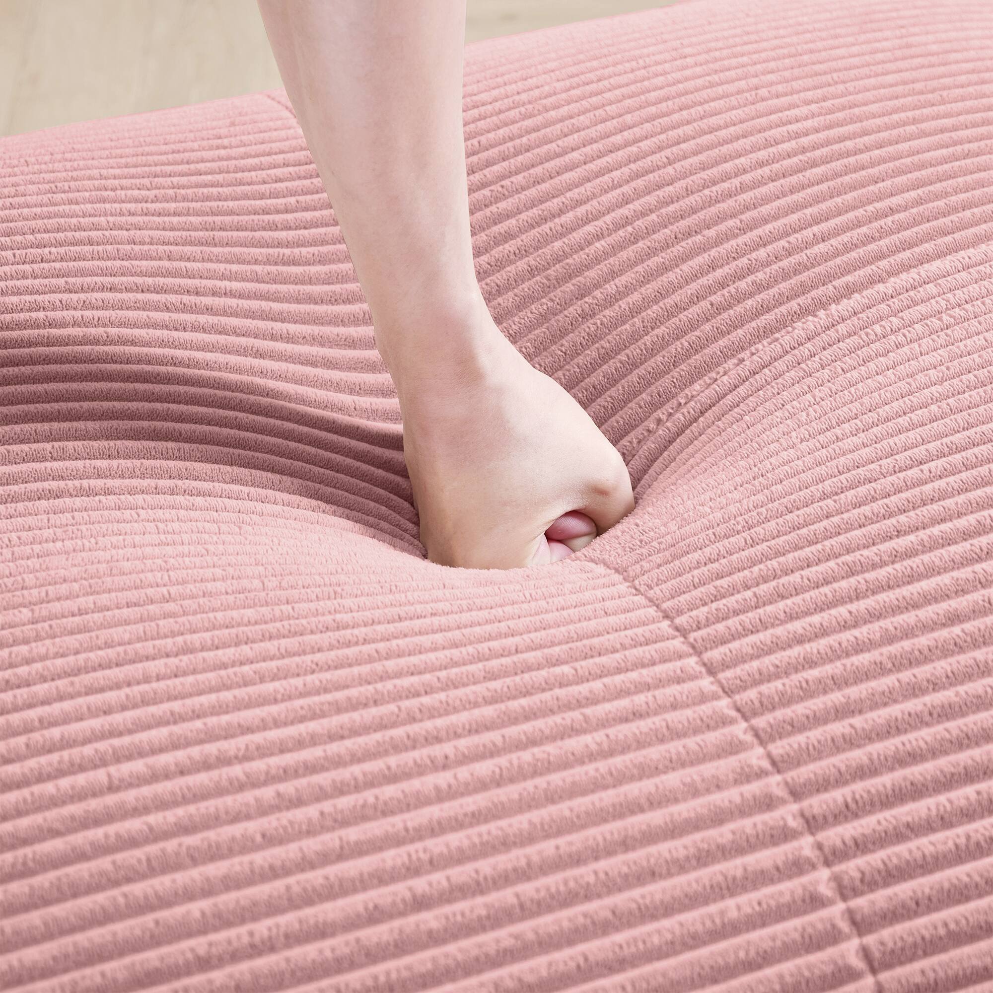 Alt View 6. LOVMOR - Corduroy Modular Couch L Shaped No Assembly Compressed Pack Anti Slip Curved Armrests For Bedroom Den Textured - Pink.