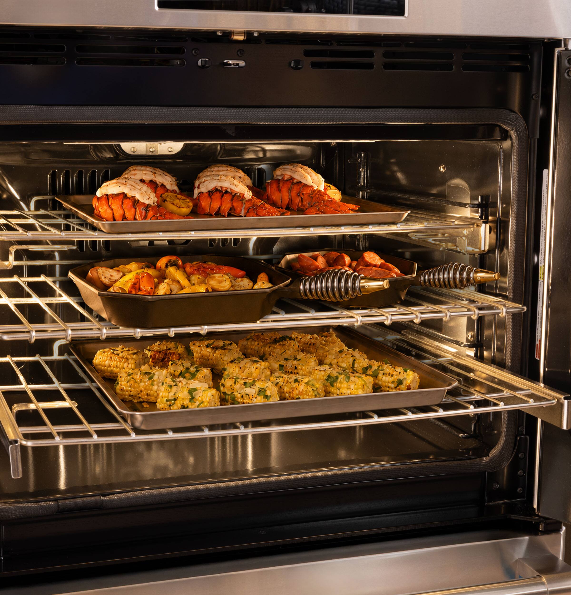 Alt View 14. Monogram - Statement 30" Smart Built-In Double Electric Twin Convection with Direct Air Wall Oven with Air Fry and In-Oven Camera - Stainless Steel.