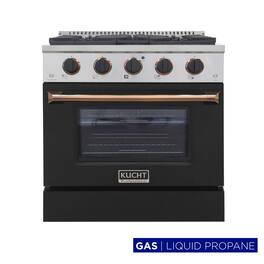 Kucht - 30 in. 4.2 cu. ft. Propane Gas Range with Sealed Burners and Convection Oven in Black with Gold Accents - Black/Gold