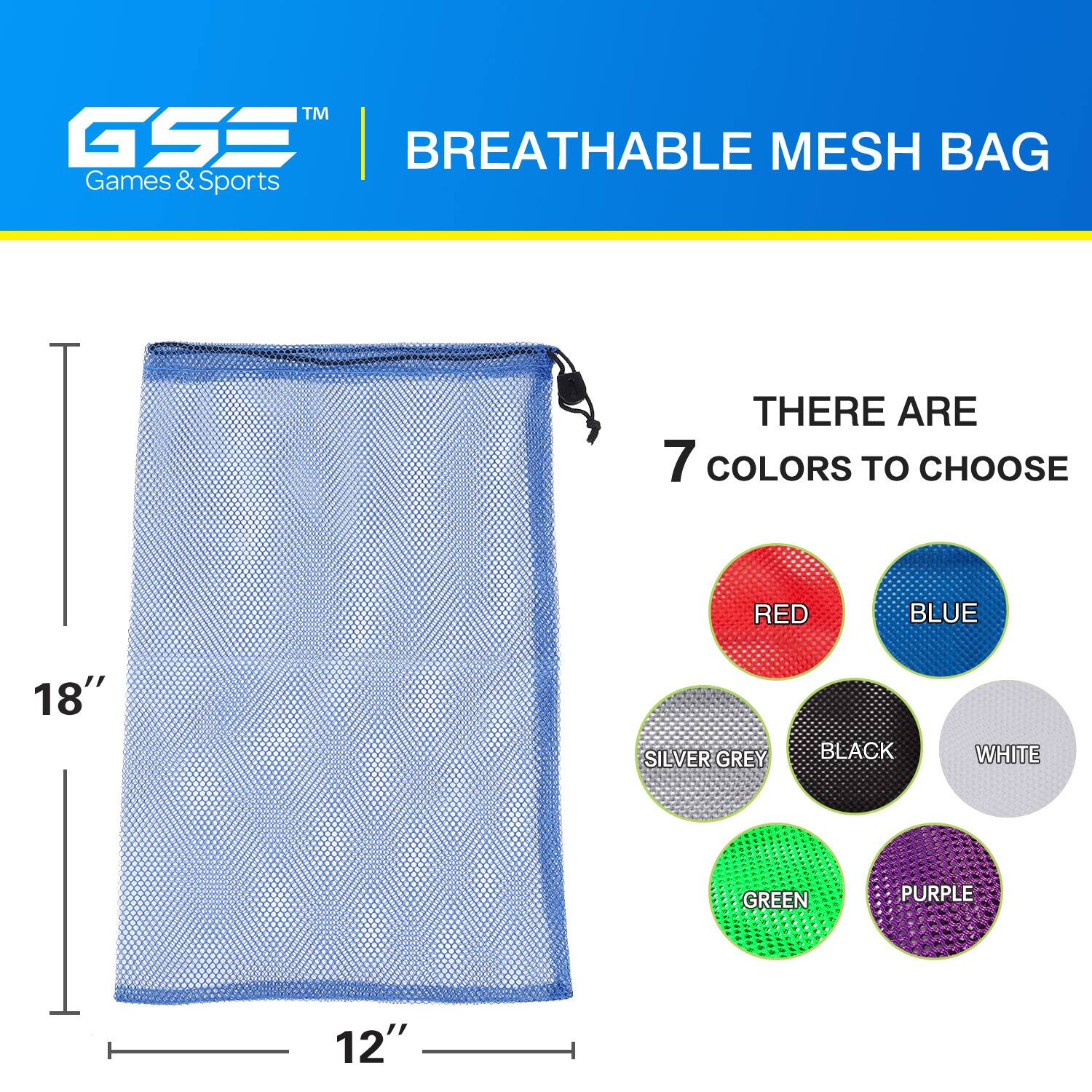 TM GSS BREATHABLE MESH BAG Games & Sports THERE ARE 7 COLORS TO CHOOSE RED BLUE SILVER GREY BLACK WHITE GREEN PURPLE 18" 12"