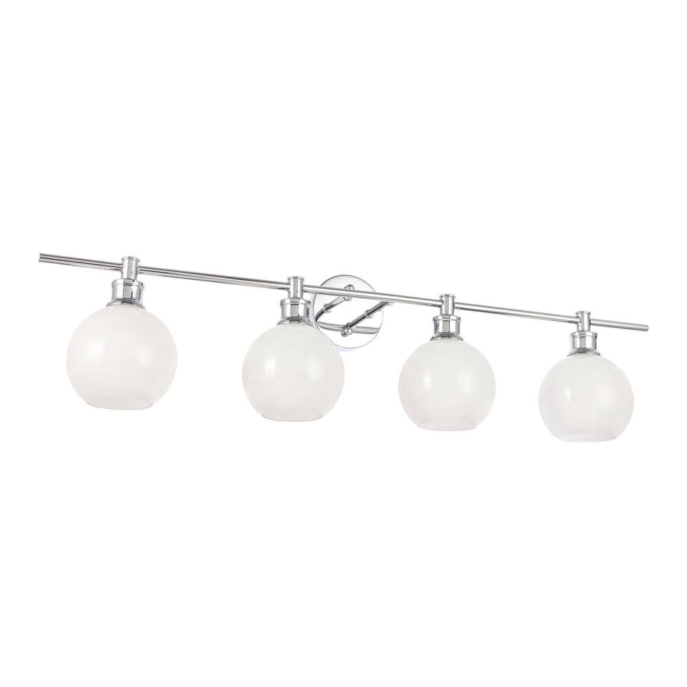 Left. Living District - Collier 4 light Chrome and Frosted white glass Wall sconce - Chrome And Frosted White Glass.