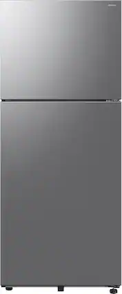 Front. Samsung - 18 cu. ft. Top Freezer Refrigerator with All-Around Cooling - Stainless Steel.