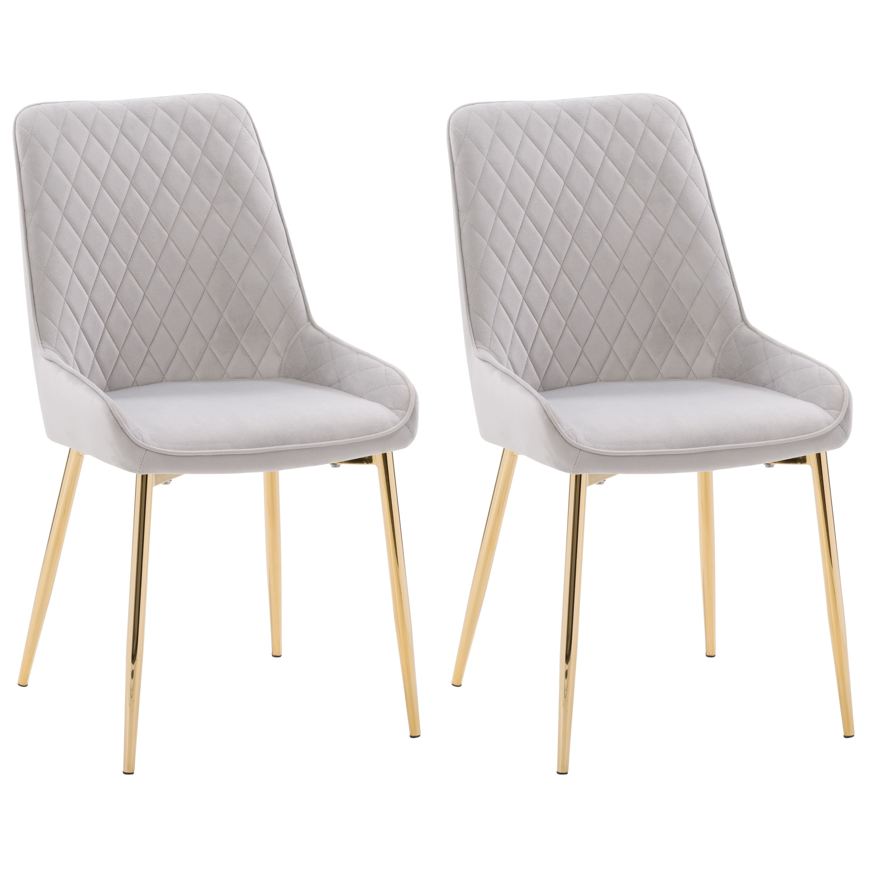 Front. CorLiving - Nash Velvet Channel Tufted Side Chair - Light Grey.