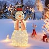 Front. Costway - Pre-Lit Standing Snowman Artificial Christmas Decoration with 80 LED Lights - Gold.
