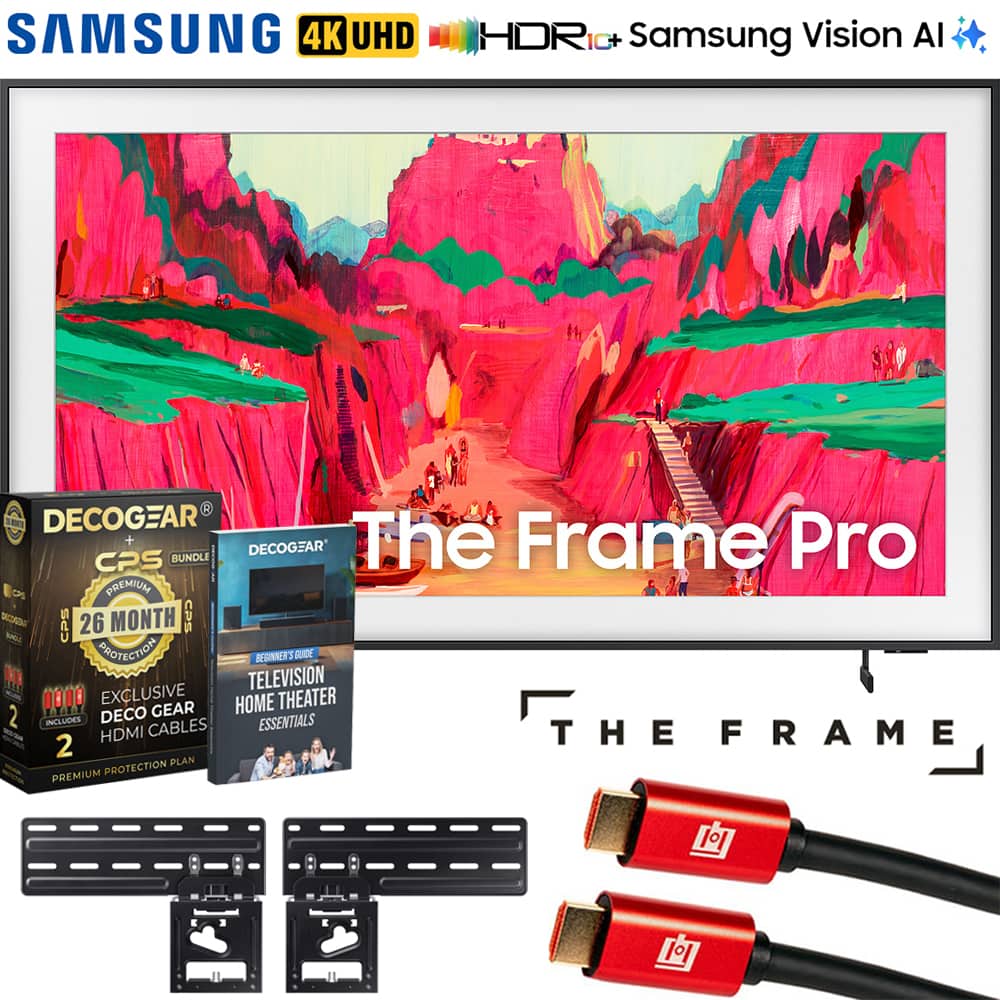 Samsung - 65" The Frame Pro LS03FW Neo QLED 4K Mini LED Smart TV (2025) with 26 Month Extended Warranty Protection Plan Bundle