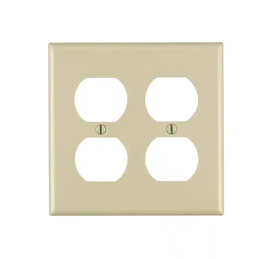 Leviton Stainless Steel 2-Gang Duplex Receptacle Wallplate, Device Mount Leviton Stainless Steel 2-Gang Duplex Receptacle Wallplate, Device Mount