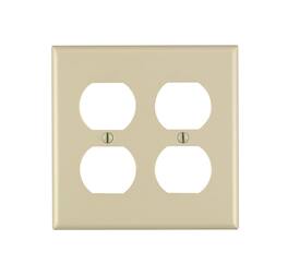 Leviton - 86016 2-Gang Duplex Device Receptacle Wallplate, Standard Thermoset Device Mount - Ivory