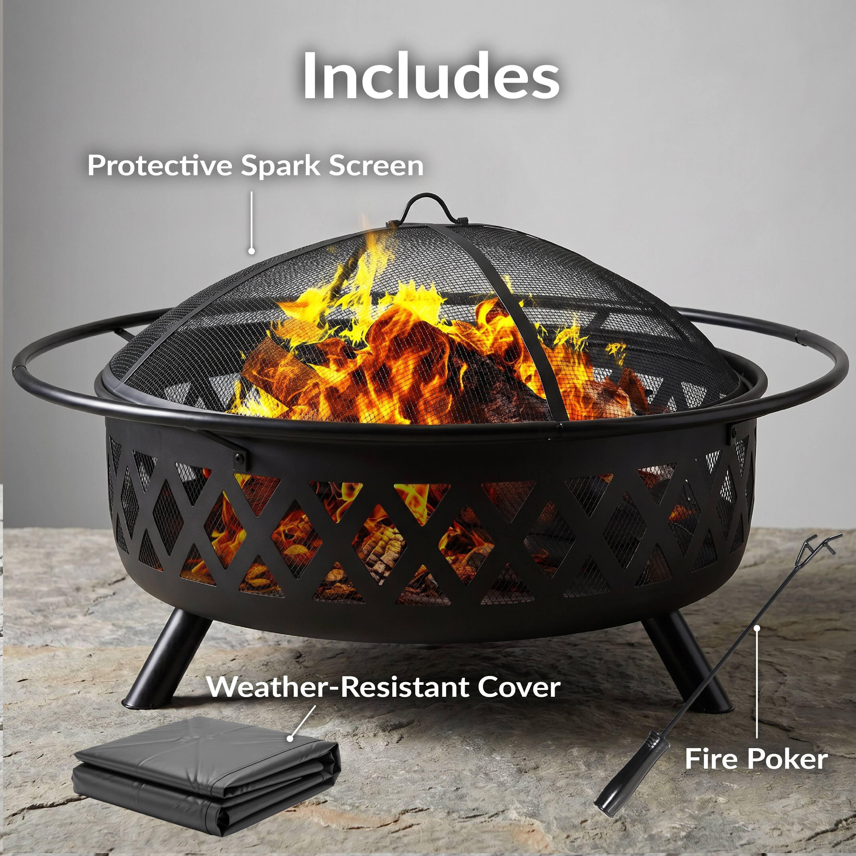 Includes  
Protective Spark Screen  
Weather-Resistant Cover  
Fire Poker
