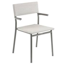 Lafuma - Batyline Duo ORON Outdoor Dining Armchair, Titanium/Pebble (Set of 2) - Titane Frame - Galet, Set of 2