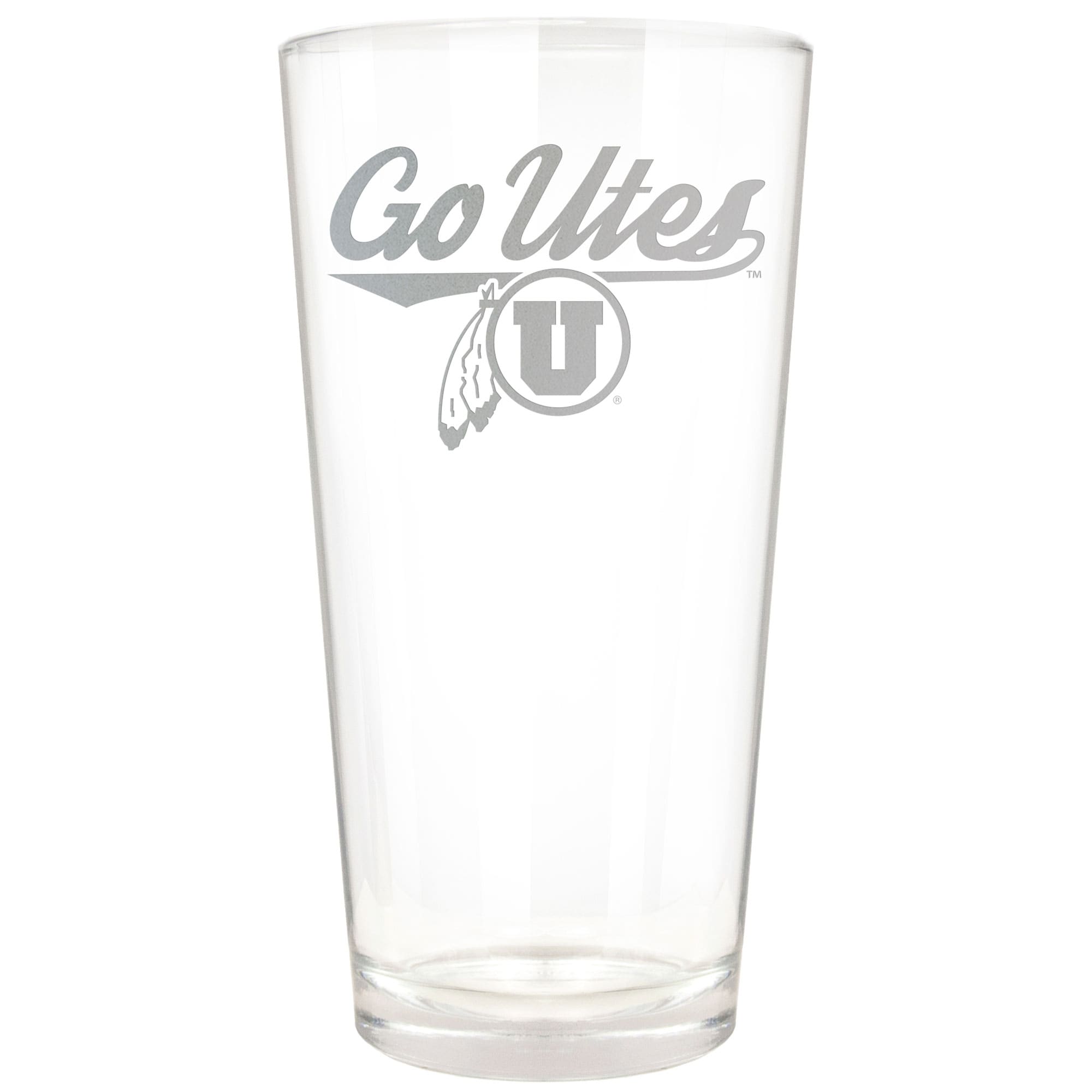 Front. Great American Products - Utah Utes Etched 16oz. Rally Cry Pint Glass - Multicolor.