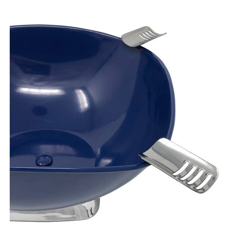 Left. Prestige - Smokin Ash' Quadrangle Cigar Ashtray (Blue) - Gloss Metallic Blue Finish.