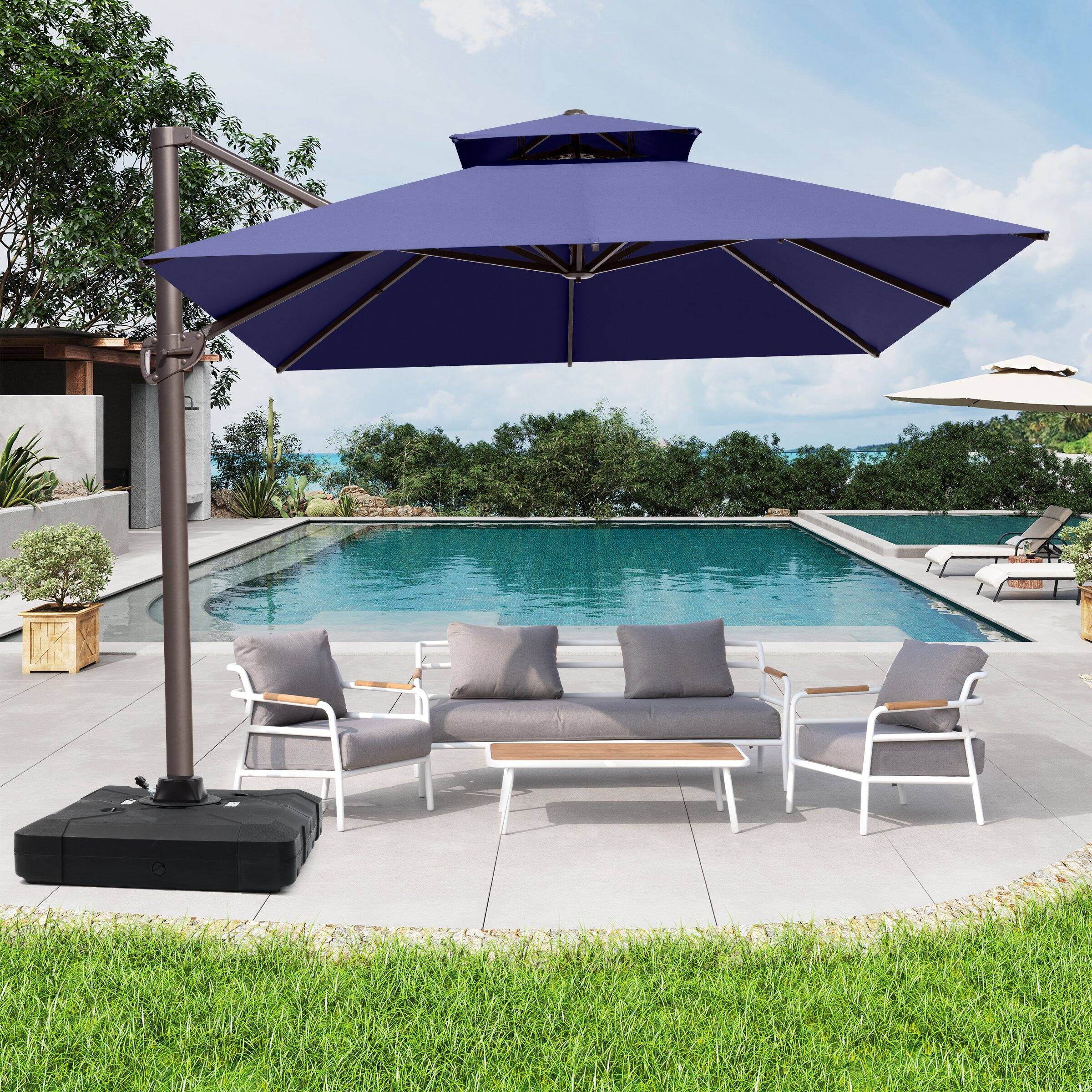 Alt View 6. Crestlive Products - Crestlive Products 13ft Aluminum Navy Slide-tilt Cantilever Patio Umbrella Base - Navy blue.