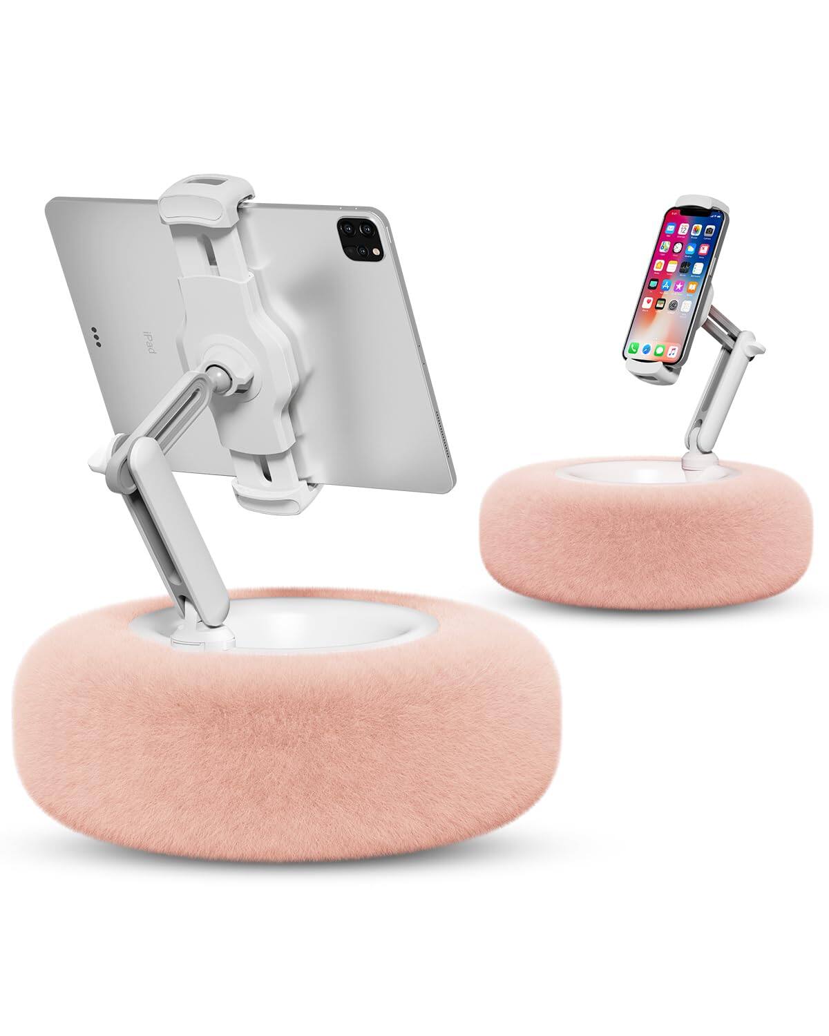 METALTON - Tablet Stand Pillow Compatible With 4 7 Phone tablet Ipad Kindle adjustable Phone Holder For Bed Soft Plush - Pink