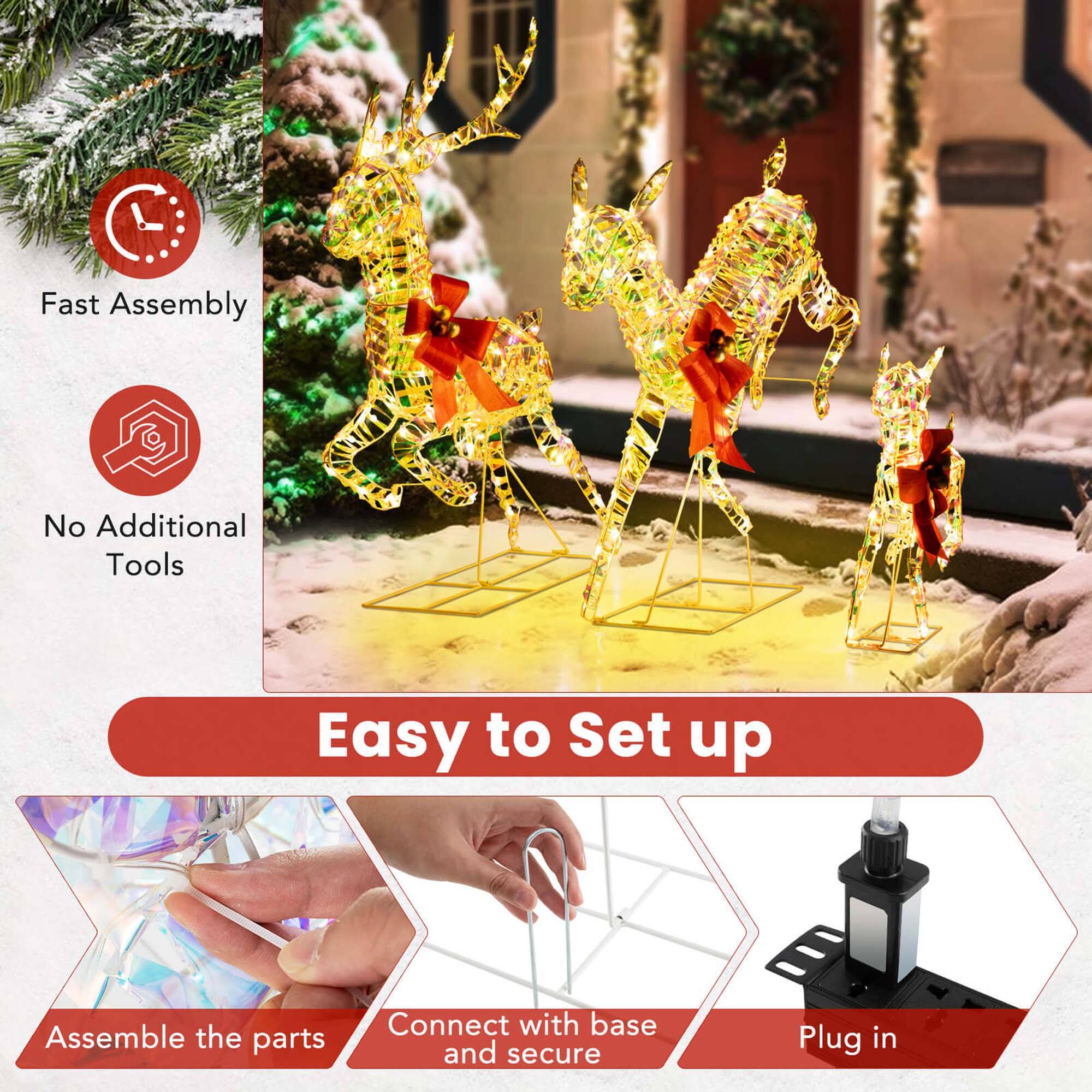 Fast Assembly, No Additional Tools, Easy to Set Up. Assemble the parts, Connect with base and secure, Plug in.