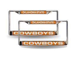 Rico Industries - Oklahoma State Cowboys Chrome Metal Laser License Plate Frame - Set of 2 Frames - Multi
