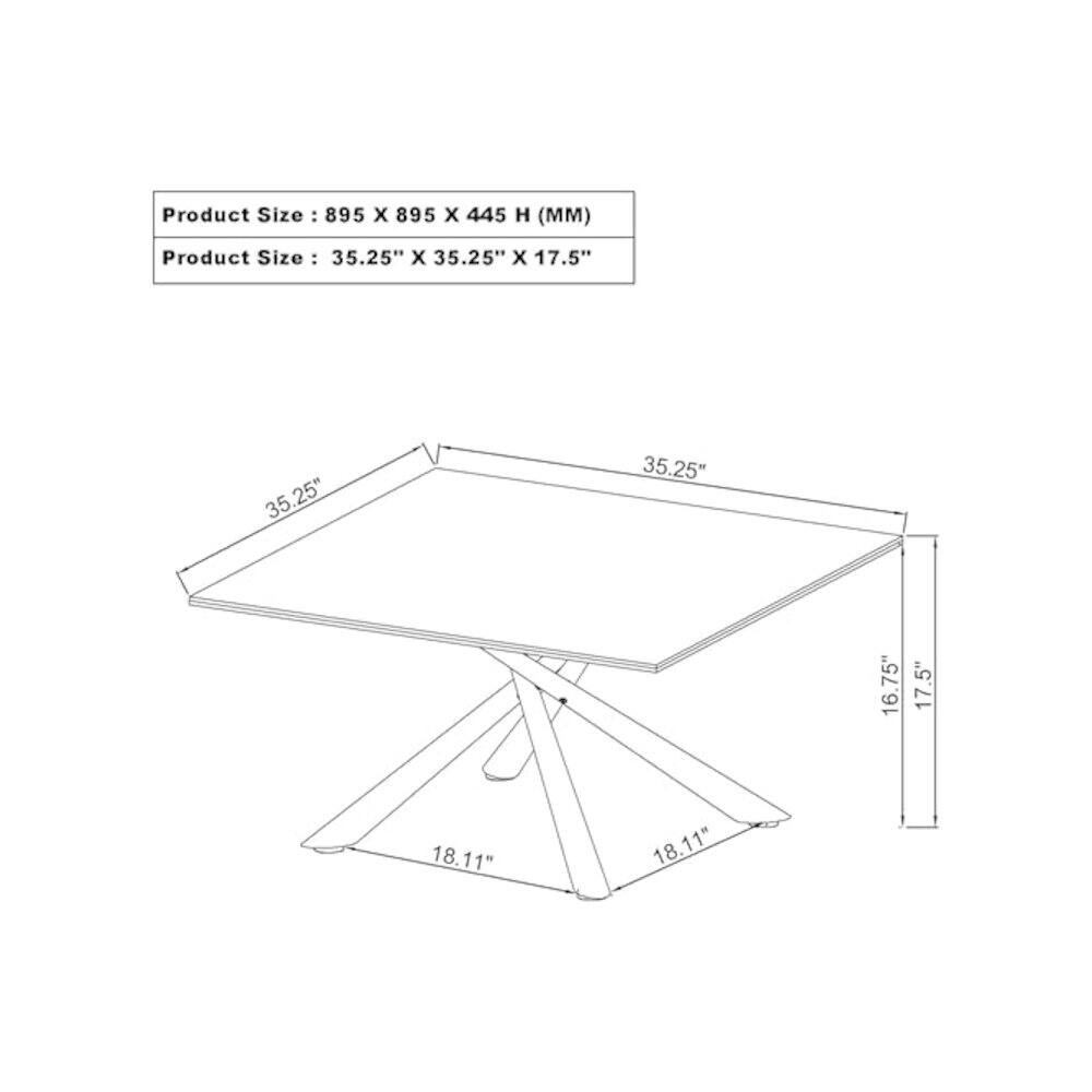 Product Size: 895 x 895 x 445 H (MM)  
Product Size: 35.25" x 35.25" x 17.5"  
35.25"  
35.25"  
16.75"  
17.5"  
18.11"  
18.11"