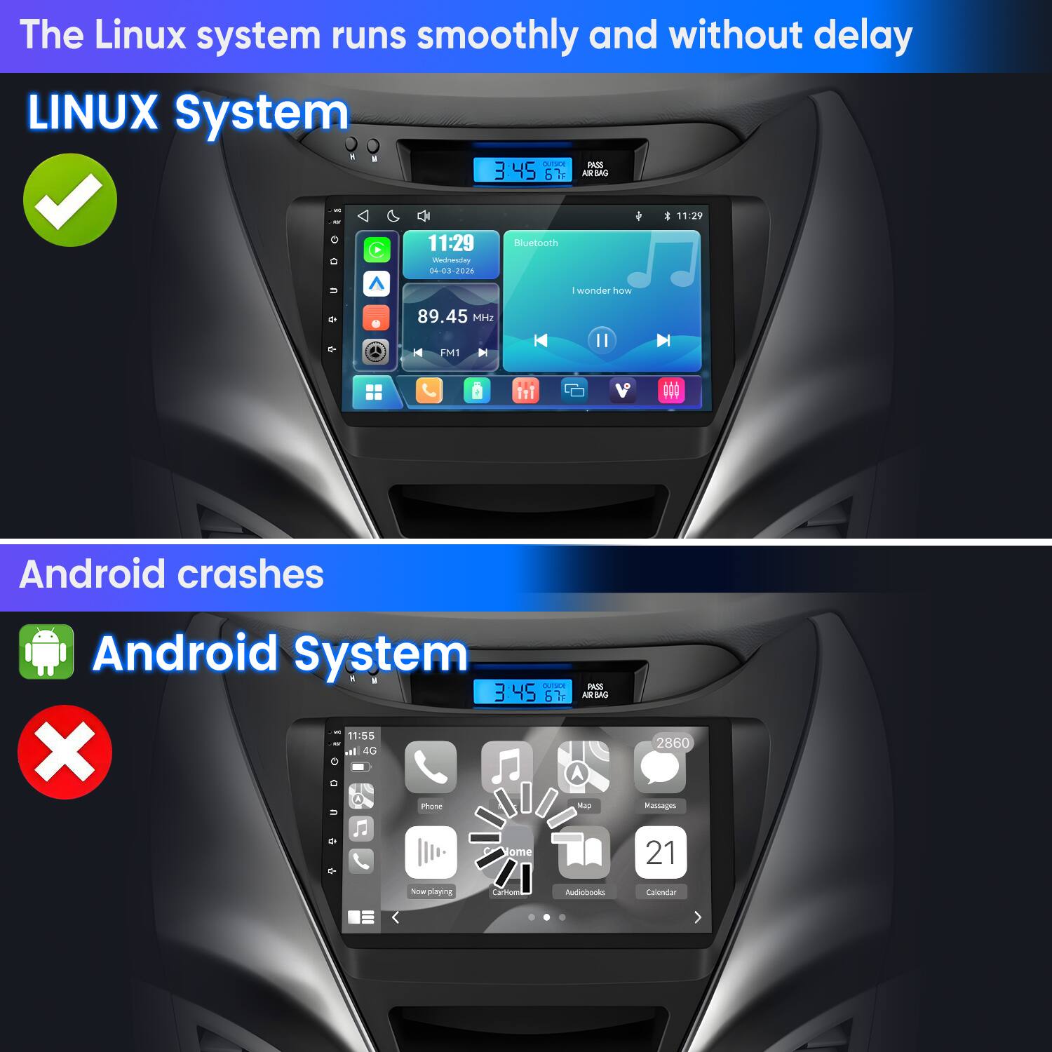 Junsun Linux System carplay Android auto Mirror Link For Hyundai