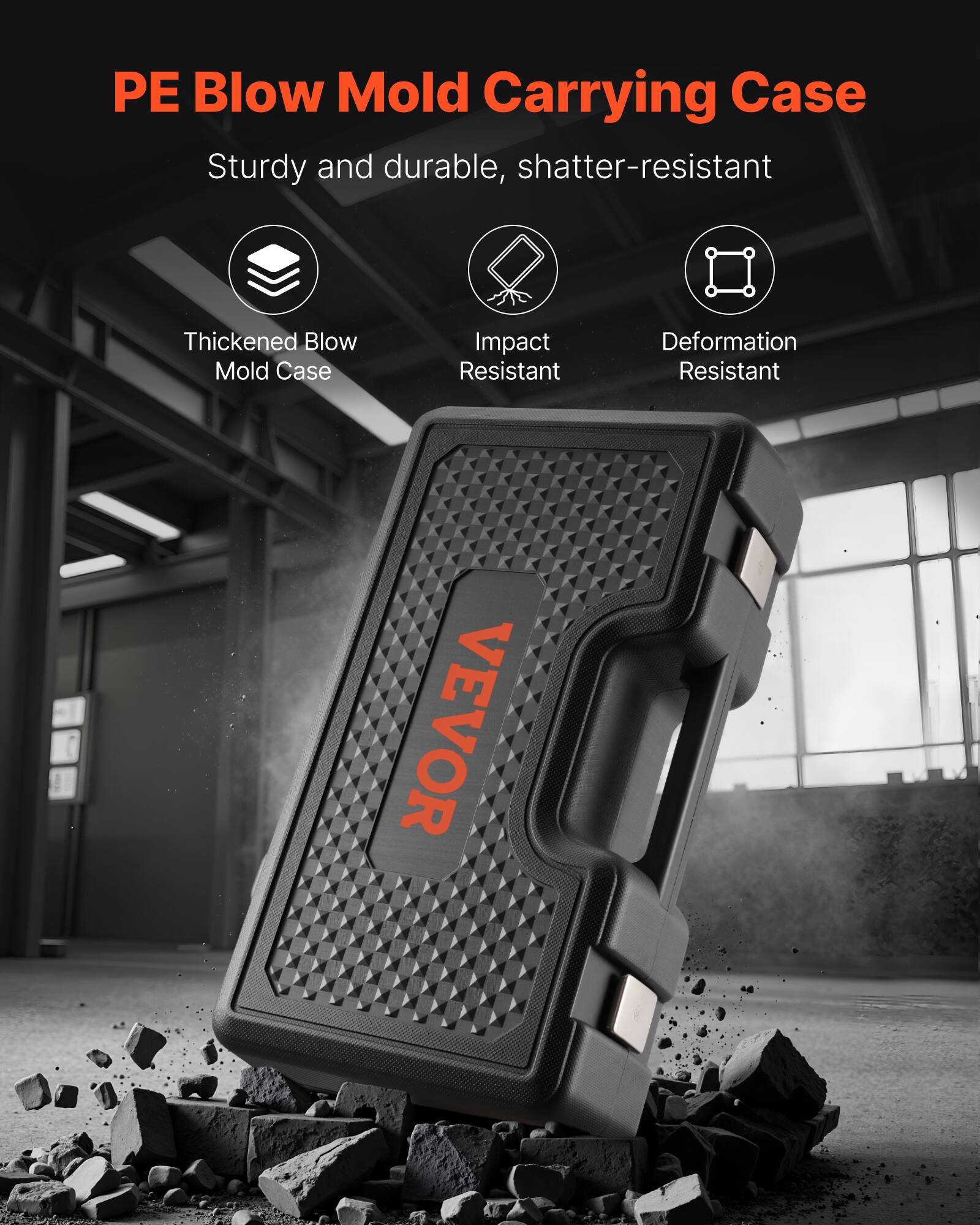 PE Blow Mold Carrying Case

Sturdy and durable, shatter-resistant

- Thickened Blow Mold Case
- Impact Resistant
- Deformation Resistant

VEVOR