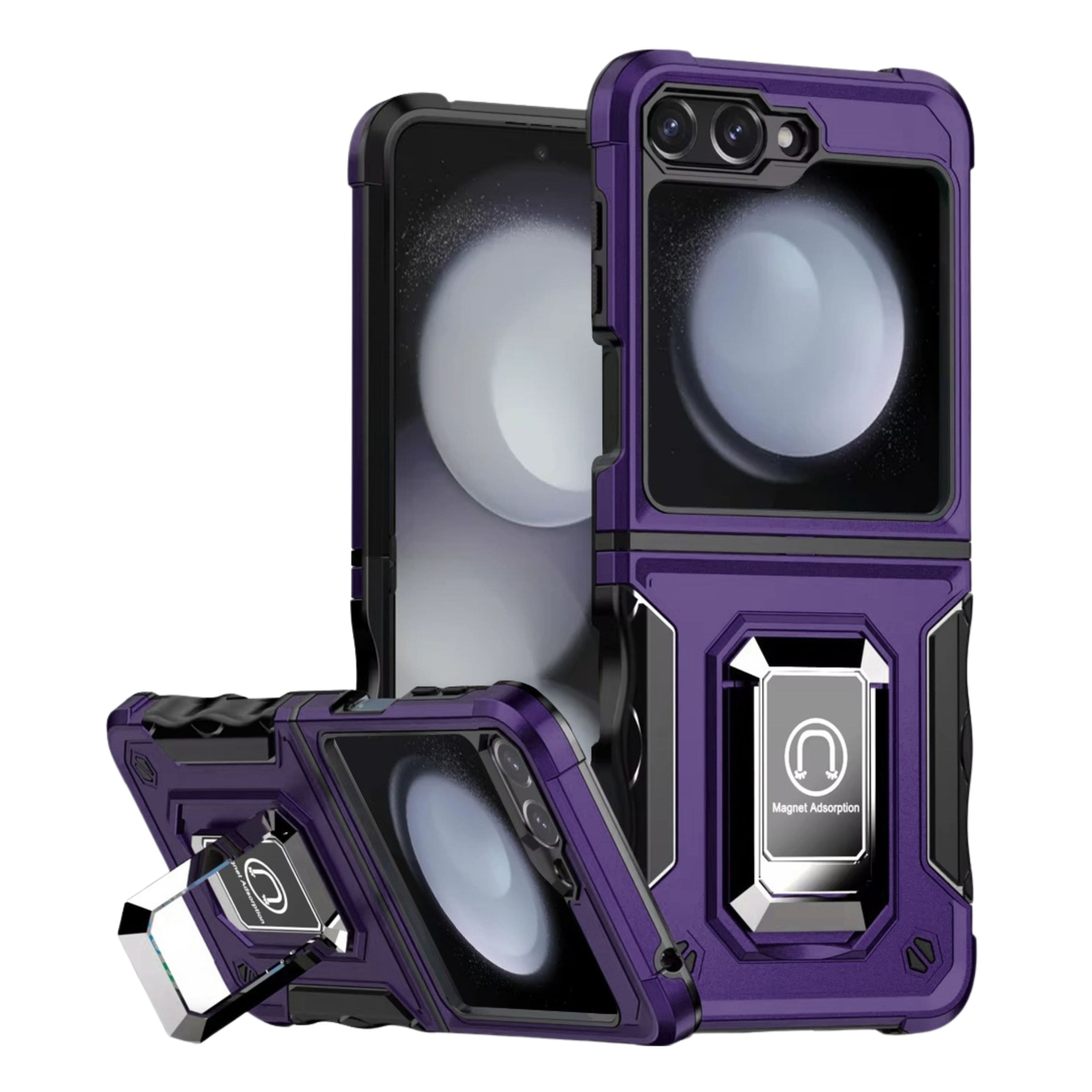 Kitcheniva - Protective Magnetic Ring Stand Grip Design Phone Case For Samsung Galaxy Z Flip 6 - Dark Purple price history on PriceWatchPro